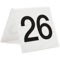Juvale Set of 25 Acrylic Table Numbers for Wedding, Plastic Tent Cards Numbered 26-50 for Restaurants, Banquets, Receptions, 3 x 2.75 x 2.5 In