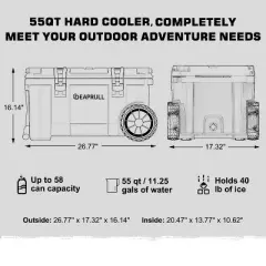 SOZT Blue 55 qt. Portable Chest Cooler, Leak-Proof Outdoor Insulated Cooler with Handle and Wheels for Camping, Beach, Boat