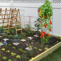 VEVOR Tomato Cages, 14.6\" x 14.6\" x 39.4\", 6 Packs Square Plant Support Cages, Green PVC-Coated Steel Tomato Towers, Green