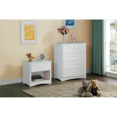 Galen 1-Drawer Transitional Wood Nightstand in White - Lexicon