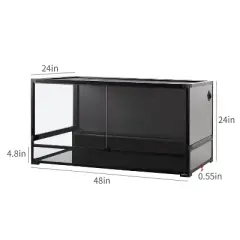 REPTI ZOO 120 Gallon Tempered Glass Reptile Large Terrarium Tank with Black PVC Back Panel