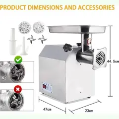 397lbs/H Electric Meat Grinder 1100W Sausage Stuffer With 2 Blades & 2 Grinding Plates