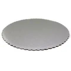 O'Creme Silver Scalloped Round Cake & Pastry Board, 9" - Pack of 10