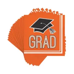 108ct Graduation School Spirit Disposable Napkins Orange