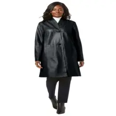 Jessica London Women&rsquo;s Plus Size Leather Swing Coat