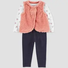 Carter's Just One You&reg; Baby Girls' Sherpa Vest & Bodysuit - Pink