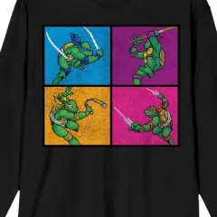 TMNT Four Square Fighters Women's Black Long Sleeve Shirt