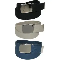 CTM Cotton with Nickel Buckle Adjustable Belt (Pack of 3 Colors)