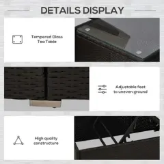 Resenkos Chaise Lounge Chair Set, Outdoor Sectional Furniture, PE Rattan Base, Polyester Fabric, Dark Brown and Turquoise