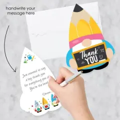Big Dot of Happiness School Gnomes - Shaped Thank You Cards - Teacher and Classroom Decorations Thank You Note Cards with Envelopes - Set of 12