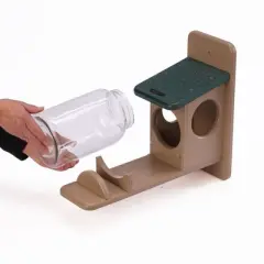 Birds Choice Jar Squirrel Feeder 12" Taupe: Weather & UV-Resistant, Post Mount, No Tools Assembly