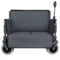 NAYSAYE Wagon 3-in-1 Folding Utility Cart with Bench Seat and All Terrain Wheels for Outdoor Use, Gray, 40.94"*25.2"*44.29"