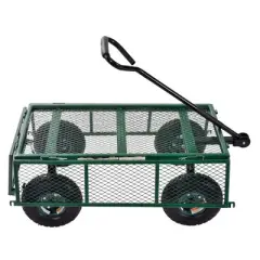Juggernaut Carts GW3418-GR Heavy Duty Steel Frame 400 Pound Load Capacity Outdoor Utility Garden Wagon with Pneumatic Tires, Green Finish