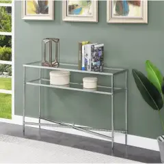 Tudor Console Table with Shelf Clear Glass/Chrome - Breighton Home