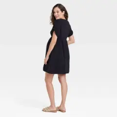Short Sleeve Gauze Mini Maternity Empire Waist Dress - Isabel Maternity by Ingrid & Isabel&trade;