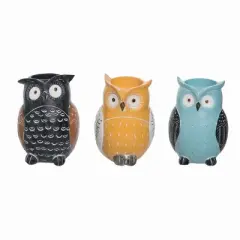 Transpac Resin Funky Owl Planter Set of 3 Multicolored Indoor Tabletop Planters for Home Decoration and Gift Giving