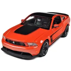 2012 Ford Mustang Boss 302 Orange and Black 1/24 Diecast Model Car by Maisto