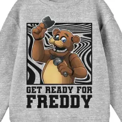Five Nights At Freddy's Get Ready For Freddy Crew Neck Long Sleeve Athletic Heather Youth Boy's Sweatshirt