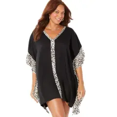 Swimsuits for All Women&rsquo;s Plus Size Emi Printed Trim Cover Up Tunic