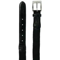 CTM Men's Braided Elastic Stretch Belt with Croc Print End Tabs