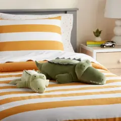 Alligator and Baby Weighted Plush Kids' Throw Pillow Green - Pillowfort&trade;