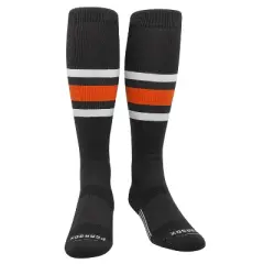 PEAR SOX Striped OTC Baseball, Softball, Football Socks (B) Brown, White, Orange