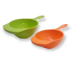 Handy Housewares Colander Set - 2 Piece Nesting Mini Colanders for Berries, Pasta, Veggies - Small Plastic Strainers, Dishwasher Safe