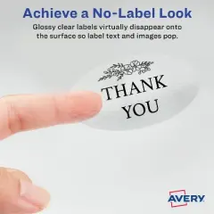 Avery Printable Blank Oval Labels, 1.5" x 2.5", Glossy Crystal Clear, 180 Customizable Labels (22854)