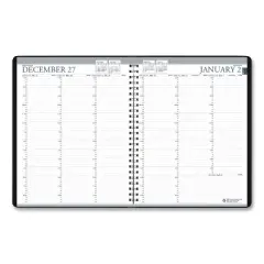 Recycled Professional Weekly Planner, 15-Minute Appts, 11 x 8.5, Black Wirebound Soft Cover, 24-Month: Jan 2026 to Dec 2027
