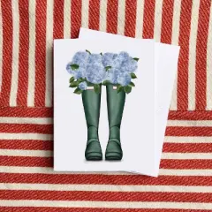 Rain Boot Hydrangeas Greeting Card Pack Set (8 ct.) by Ramus & Co
