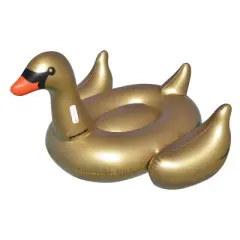 Swim Central Inflatable Gold Giant Swan Swimming Pool Ride-On Float, 75-Inch