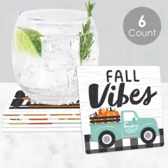 Big Dot of Happiness Happy Fall Truck - Funny Harvest Pumpkin Party Decorations - Drink Coasters - Set of 6