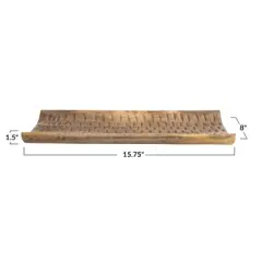 Storied Home Boho Hand Carved Curved Wood Tray, Natural