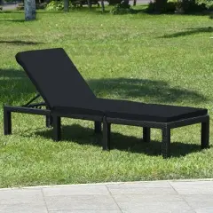 Costway 2PCS Patio Rattan Lounge Chair Chaise Recliner Adjust with  Cover