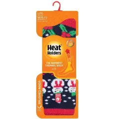 Lite Clark Festive Christmas Pattern Crew Sock| Size Men's 7-12 - Christmas Pattern