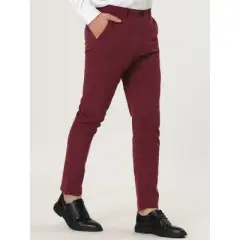 Lars Amadeus Men's Dress Chino Slim Fit Stretch Flat Front Solid Color Business Pants