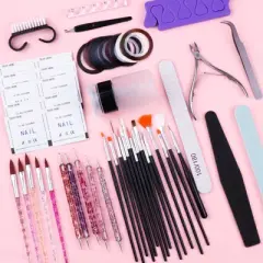 Saviland Complete Nail Art Kit - 55PCS Acrylic Brush, Dotting Tools & Nail File Set for Salon, DIY Home Manicure (Size: 55 Count)