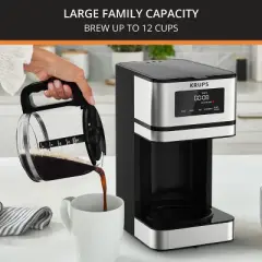 Krups 12 Cup Drip Coffee Maker, Simply Brew, Stainless Steel