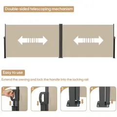 276" x 71" Retractable Side Awning, Waterproof and UV-Resistant,  Privacy Screen Divider Roll Up Balcony(Grey)