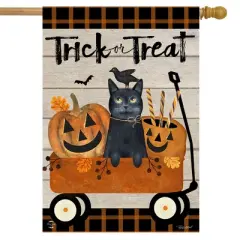 Trick Or Treat Wagon Halloween House Flag Primitive 28" x 40" Briarwood Lane