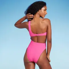 Women's Ribbed One Shoulder Cut Out One Piece Swimsuit - Shade & Shore&trade;