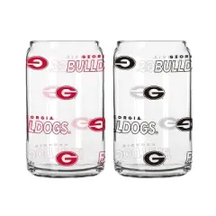 NCAA Georgia Bulldogs 2pk Glass Can - 16oz: Stemless Pint Glasses, Specialty Beer Glasses