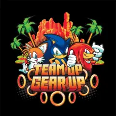 Bioworld Sonic The Hedgehog Modern "Team Up Gear Up" Youth Black Crew Neck Sweatshirt