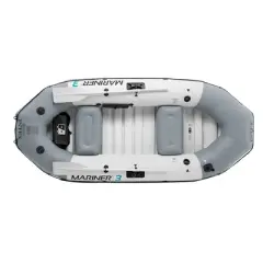 Intex Mariner 3, 3-Person Inflatable Dinghy Boat Set with Aluminum Oars and High Output Air Pump for River and Lake Fishing and Boating