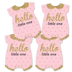 Big Dot of Happiness Hello Little One - Pink and Gold - Baby Bodysuit Girl Baby Shower Decorations DIY Party Essentials - Set of 20