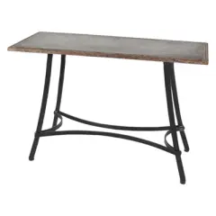 Metal Industrial Arts Style Rectangular Console Table Brown - Olivia & May