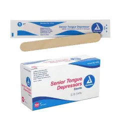 Dynarex 4314 Senior Tongue Depressors Sterile 6 in. Wood (Box of 100)