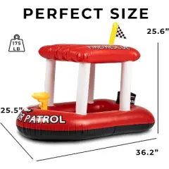 Zone Tech Inflatable Pool Boat Floats for Kids - Toddler Fire Rescue Harbor Patrol Inflatable Boat Pool Float Ride On with Fun Water Toy Squirter