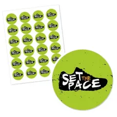 Big Dot of Happiness Set the Pace - Running - Track, Cross Country or Marathon Party Circle Sticker Labels - 24 Count