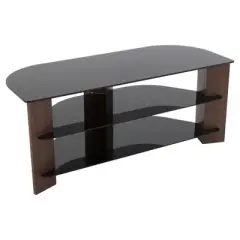 Glass Shelves TV Stand for TVs up to 55" Walnut/Black - AVF